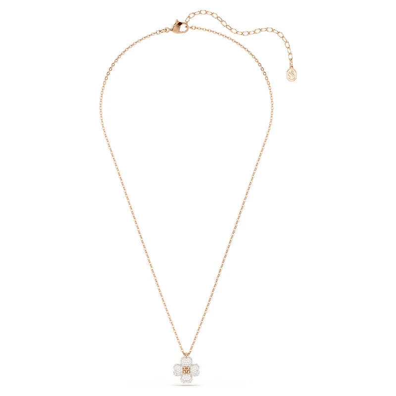 Latisha pendant, Pavé, Clover, Multicoloured, Rose gold-tone plated by SWAROVSKI