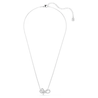 Lifelong pendant, Pavé, Bow, White, Rhodium plated by SWAROVSKI