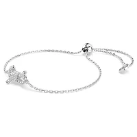 Lifelong bracelet, Pavé, Bow, White, Rhodium plated by SWAROVSKI