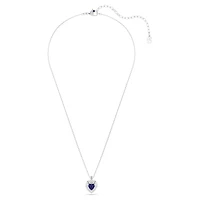 One pendant, Heart cut, Pavé, Heart, Blue, Rhodium plated by SWAROVSKI