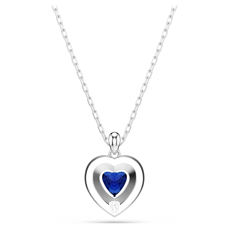 One pendant, Heart cut, Pavé, Heart, Blue, Rhodium plated by SWAROVSKI