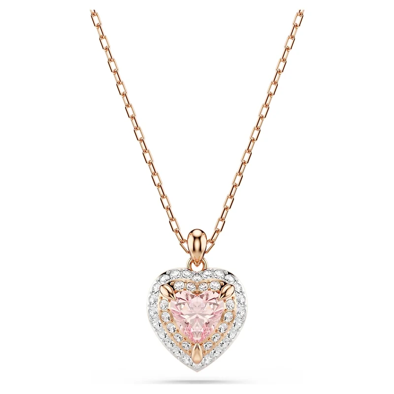 One pendant, Heart cut, Pavé, Heart, Pink, Mixed metal finish by SWAROVSKI