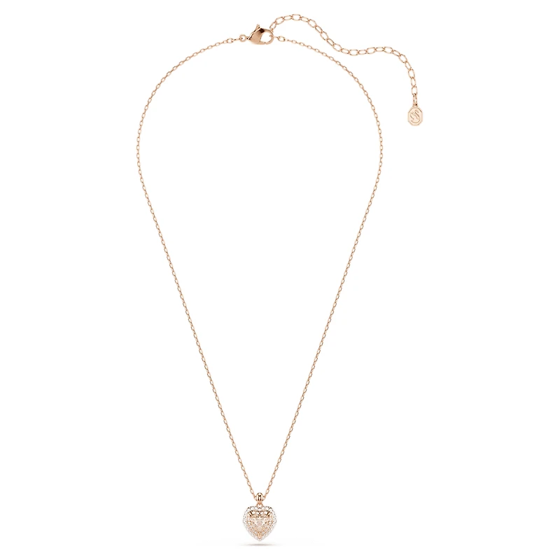 One pendant, Heart cut, Pavé, Heart, Pink, Mixed metal finish by SWAROVSKI