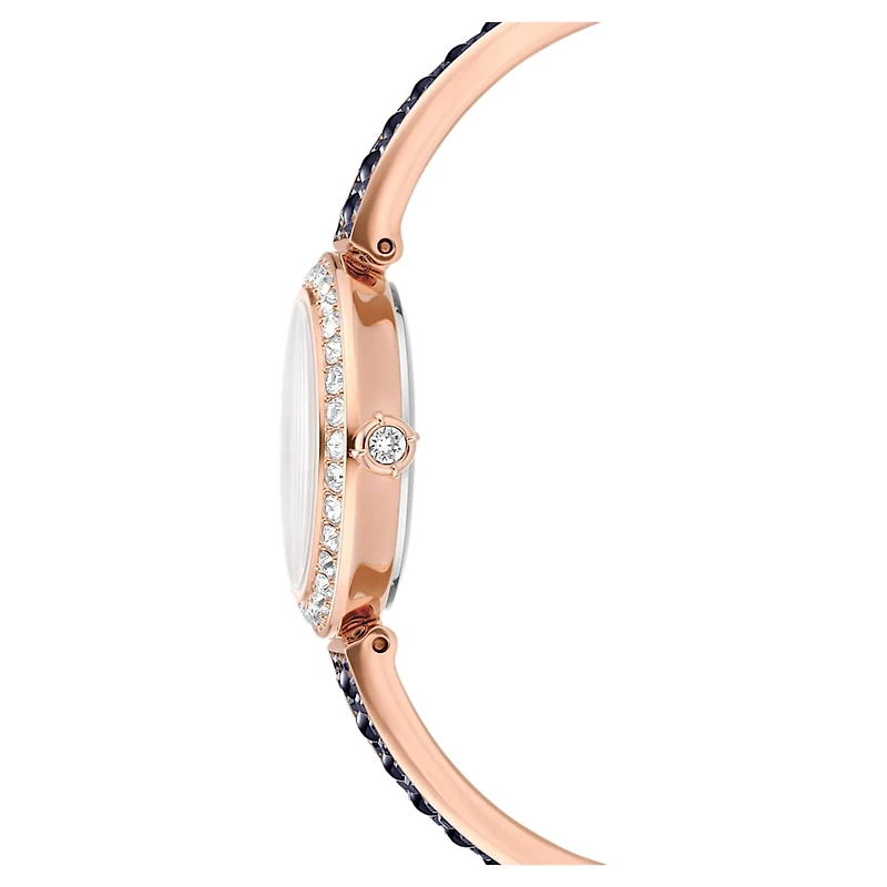 Matrix pearl bangle watch, Swiss Made, Crystal bracelet, Black, Rose gold-tone finish by SWAROVSKI
