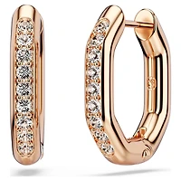 Dextera hoop earrings, Octagon shape, Round cut, Small, White, Rose gold-tone plated by SWAROVSKI