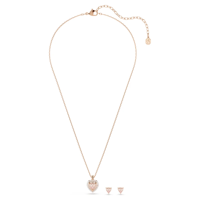 One set, Heart cut, Pavé, Heart, Pink, Mixed metal finish by SWAROVSKI