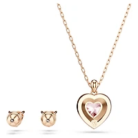 One set, Heart cut, Pavé, Heart, Pink, Mixed metal finish by SWAROVSKI
