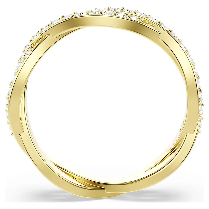 Infinity ring, Pavé, White, Gold-tone plated by SWAROVSKI
