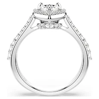 Una Angelic motif ring, Mixed cuts, Heart, White, Rhodium plated by SWAROVSKI