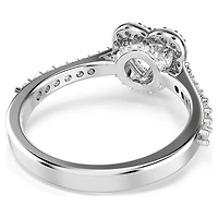 Una Angelic motif ring, Mixed cuts, Heart, White, Rhodium plated by SWAROVSKI