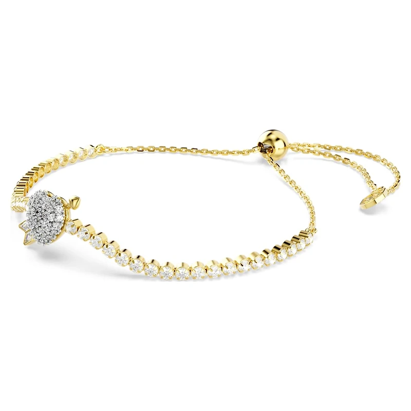 Idyllia bracelet, Mixed cuts, Heart with arrow, White, Gold-tone plated by SWAROVSKI