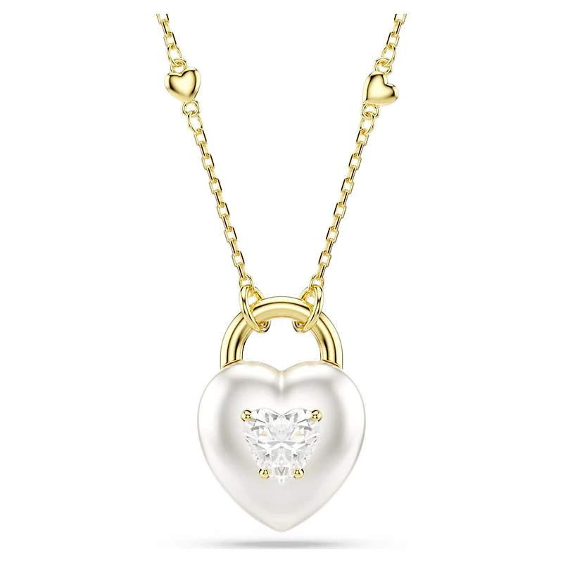 Idyllia pendant, Mixed cuts, Heart, White, Gold-tone plated by SWAROVSKI