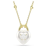 Idyllia pendant, Mixed cuts, Heart, White, Gold-tone plated by SWAROVSKI