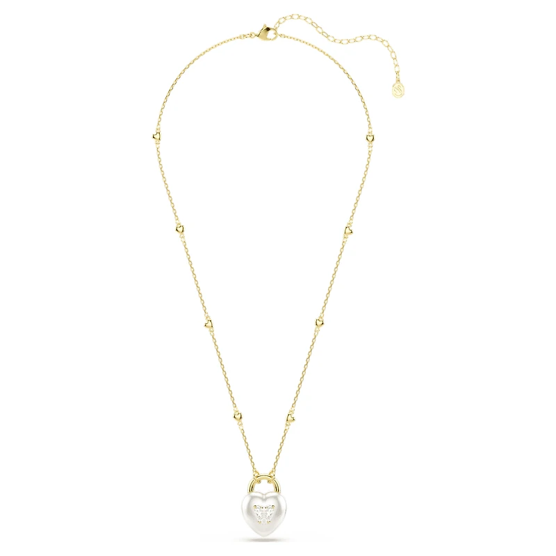 Idyllia pendant, Mixed cuts, Heart, White, Gold-tone plated by SWAROVSKI