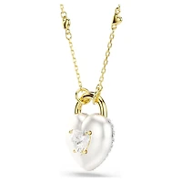 Idyllia pendant, Mixed cuts, Heart, White, Gold-tone plated by SWAROVSKI