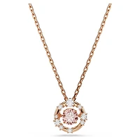 Constella pendant, Round cut, Dancing stone, Pink, Rose gold-tone plated by SWAROVSKI