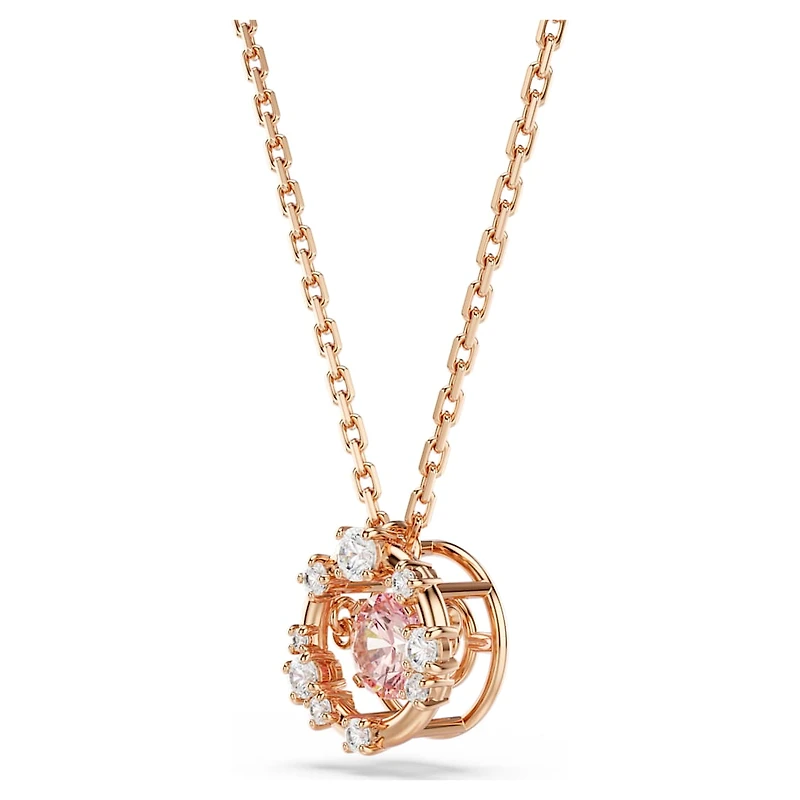 Constella pendant, Round cut, Dancing stone, Pink, Rose gold-tone plated by SWAROVSKI