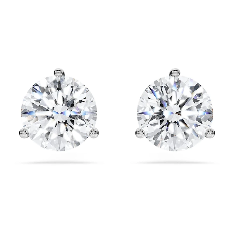 Eternity stud earrings, Lab-grown diamonds 2.0 ct tw, Round shape, 14K white gold by SWAROVSKI