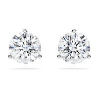 Eternity stud earrings, Lab-grown diamonds 2.0 ct tw, Round shape, 14K white gold by SWAROVSKI
