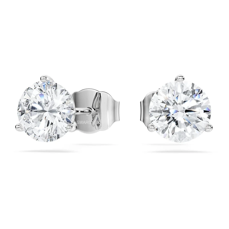 Eternity stud earrings, Lab-grown diamonds 2.0 ct tw, Round shape, 14K white gold by SWAROVSKI