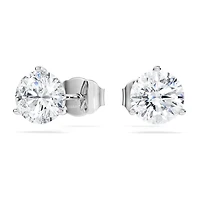 Eternity stud earrings, Lab-grown diamonds 2.0 ct tw, Round shape, 14K white gold by SWAROVSKI