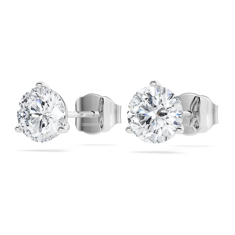 Eternity stud earrings, Lab-grown diamonds 2.0 ct tw, Round shape, 14K white gold by SWAROVSKI