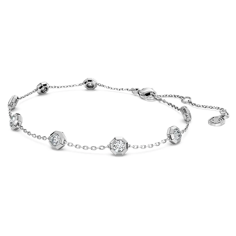 Octagon bracelet, Lab-grown diamonds 0.8 ct tw, Round shape, Sterling silver by SWAROVSKI
