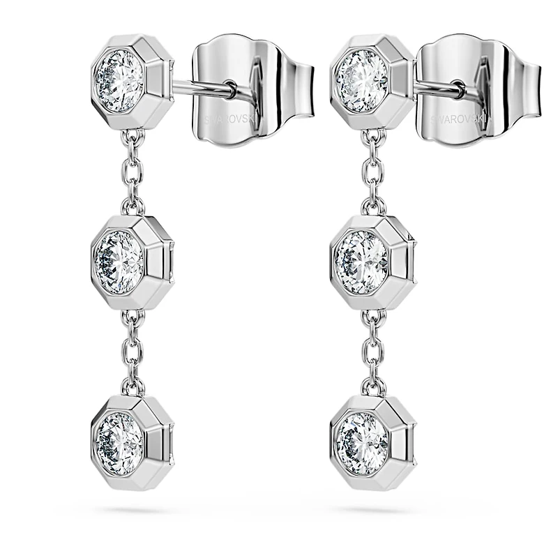 Octagon drop earrings, Lab-grown diamonds 0.6 ct tw, Round shape, Sterling silver by SWAROVSKI