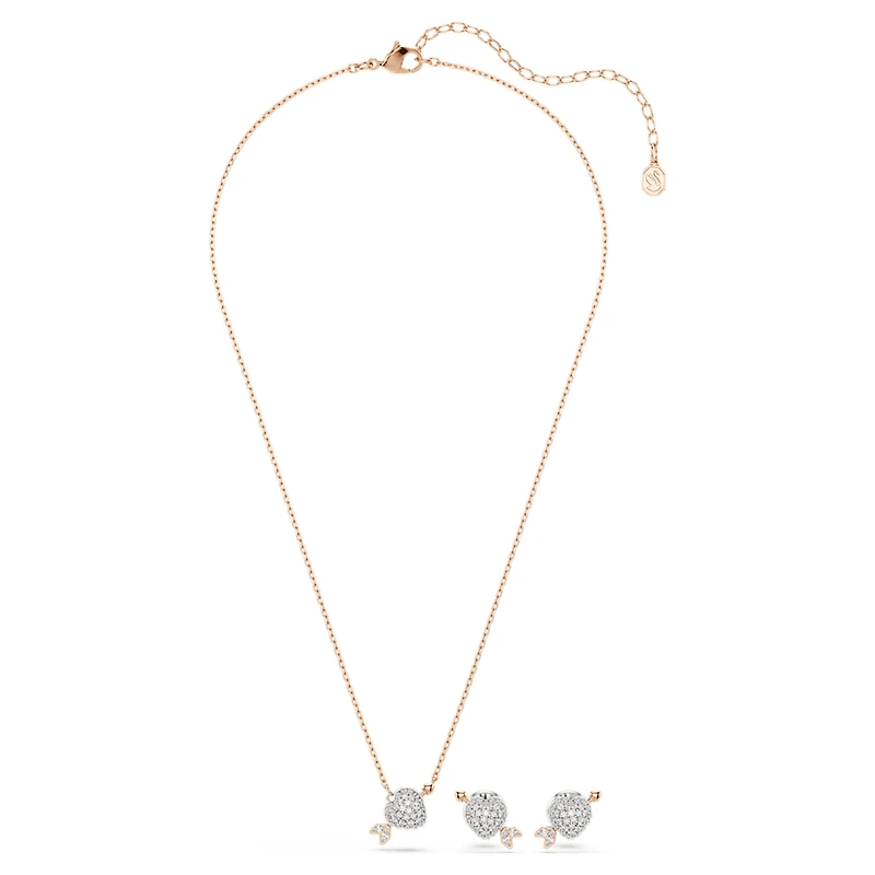 Idyllia set, Mixed cuts, Heart with arrow, White, Rose gold-tone plated by SWAROVSKI