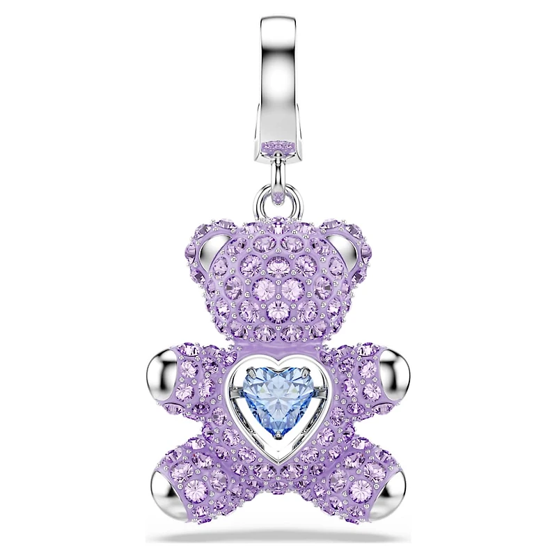 Idyllia charm, Mixed cuts, Teddy, Purple, Rhodium plated by SWAROVSKI