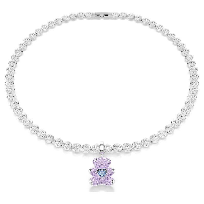Idyllia charm, Mixed cuts, Teddy, Purple, Rhodium plated by SWAROVSKI