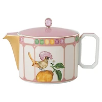 Idyllia teapot, Porcelain, Crystal print motif, Bird, Multicoloured by SWAROVSKI