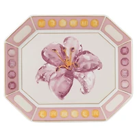 Idyllia tray, Porcelain, Crystal print motif, Flower, Small, Pink by SWAROVSKI