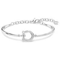 Symbolica bracelet, Pavé, Horse shoe, White, Rhodium plated by SWAROVSKI