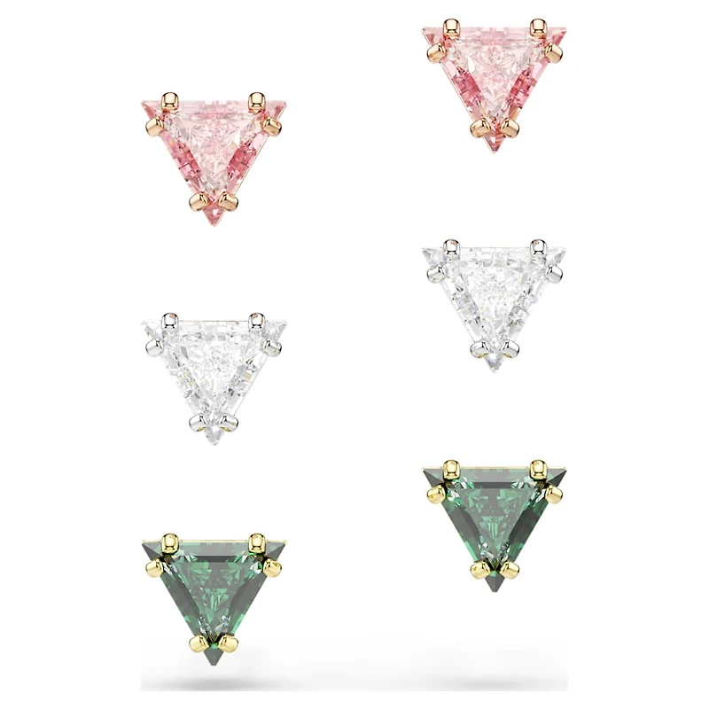 Stilla stud earrings, Triangle cut, Multicoloured, Mixed metal finish by SWAROVSKI