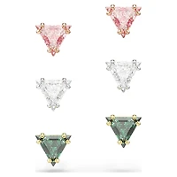 Stilla stud earrings, Triangle cut, Multicoloured, Mixed metal finish by SWAROVSKI
