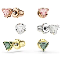 Stilla stud earrings, Triangle cut, Multicoloured, Mixed metal finish by SWAROVSKI