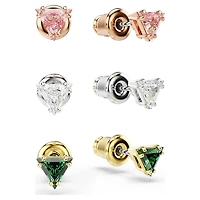 Stilla stud earrings, Triangle cut, Multicoloured, Mixed metal finish by SWAROVSKI