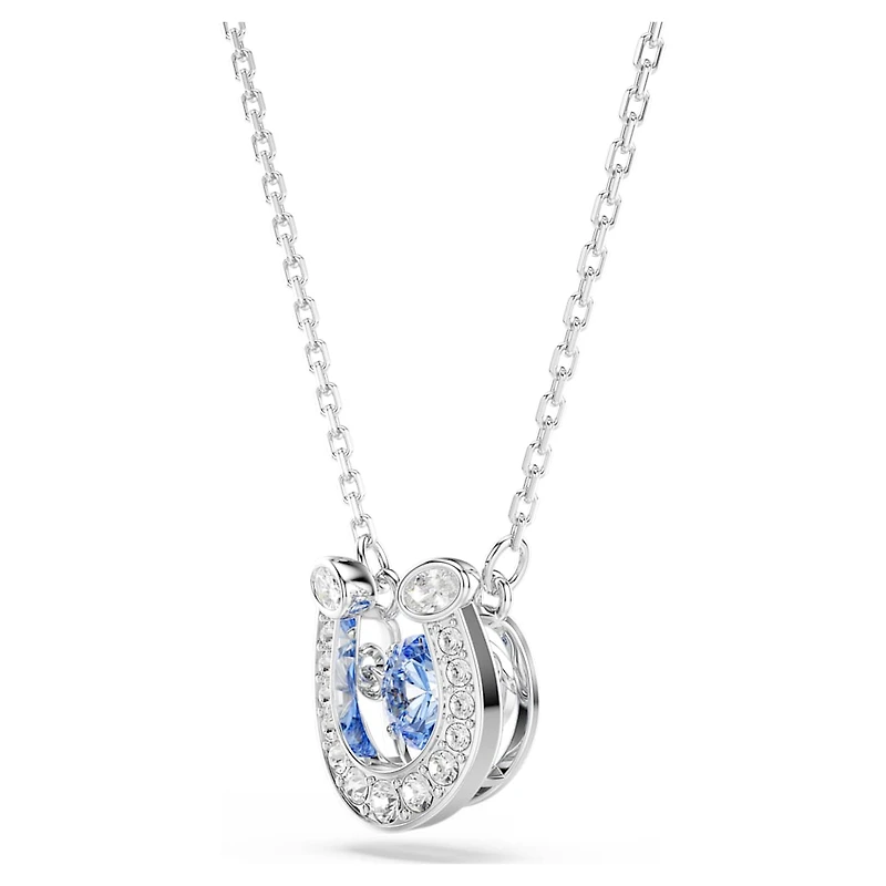 Symbolica pendant, Round cut, Pavé, Horse shoe, Blue, Rhodium plated by SWAROVSKI