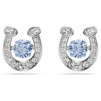 Symbolica stud earrings, Round cut, Pavé, Horse shoe, Blue, Rhodium plated by SWAROVSKI