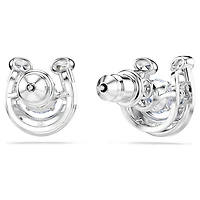 Symbolica stud earrings, Round cut, Pavé, Horse shoe, Blue, Rhodium plated by SWAROVSKI