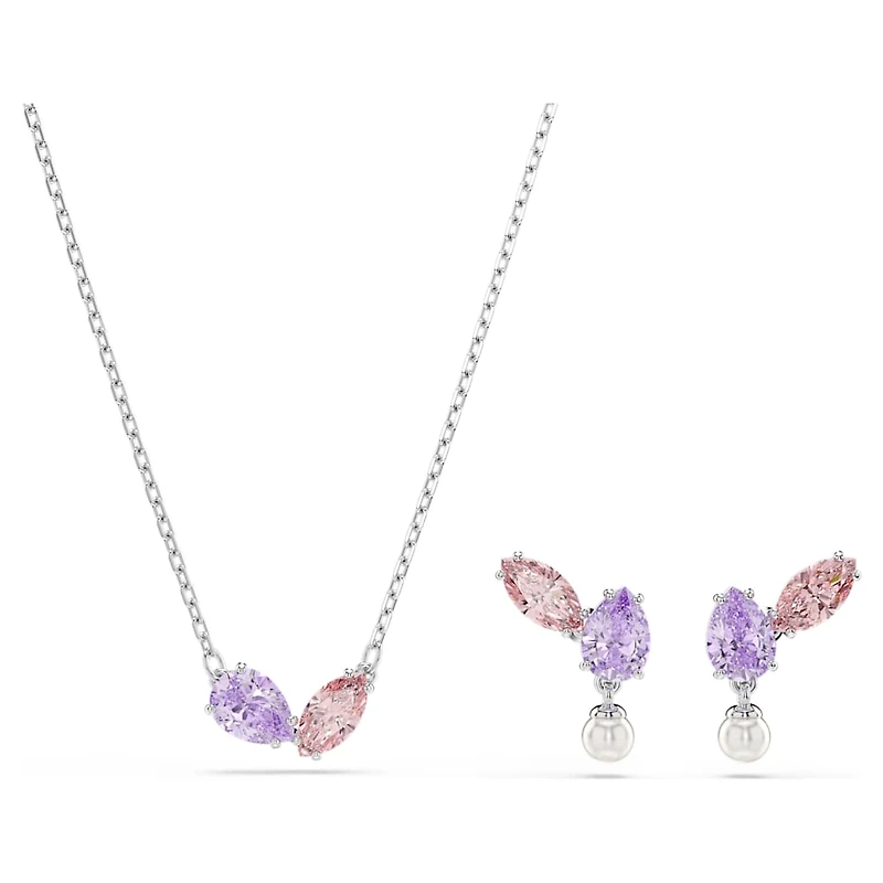 Ariana Grande x Swarovski set, Mixed cuts, Multicoloured, Rhodium plated by SWAROVSKI