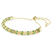 Dextera bracelet, Round cut, Green, Gold-tone finish by SWAROVSKI
