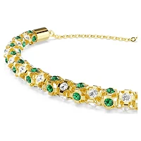 Dextera bracelet, Round cut, Green, Gold-tone finish by SWAROVSKI