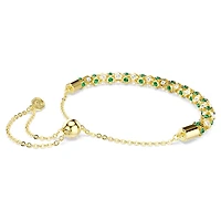 Dextera bracelet, Round cut, Green, Gold-tone finish by SWAROVSKI