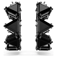 Matrix hoop earrings, Triangle cut, Triangle, Mini, Black, Ruthenium plated by SWAROVSKI