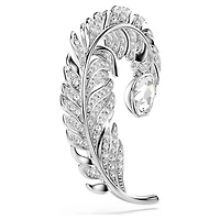 Idyllia brooch, Mixed cuts, Feather, Rhodium plated by SWAROVSKI