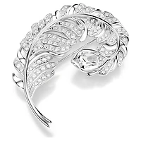 Idyllia brooch, Mixed cuts, Feather, Rhodium plated by SWAROVSKI