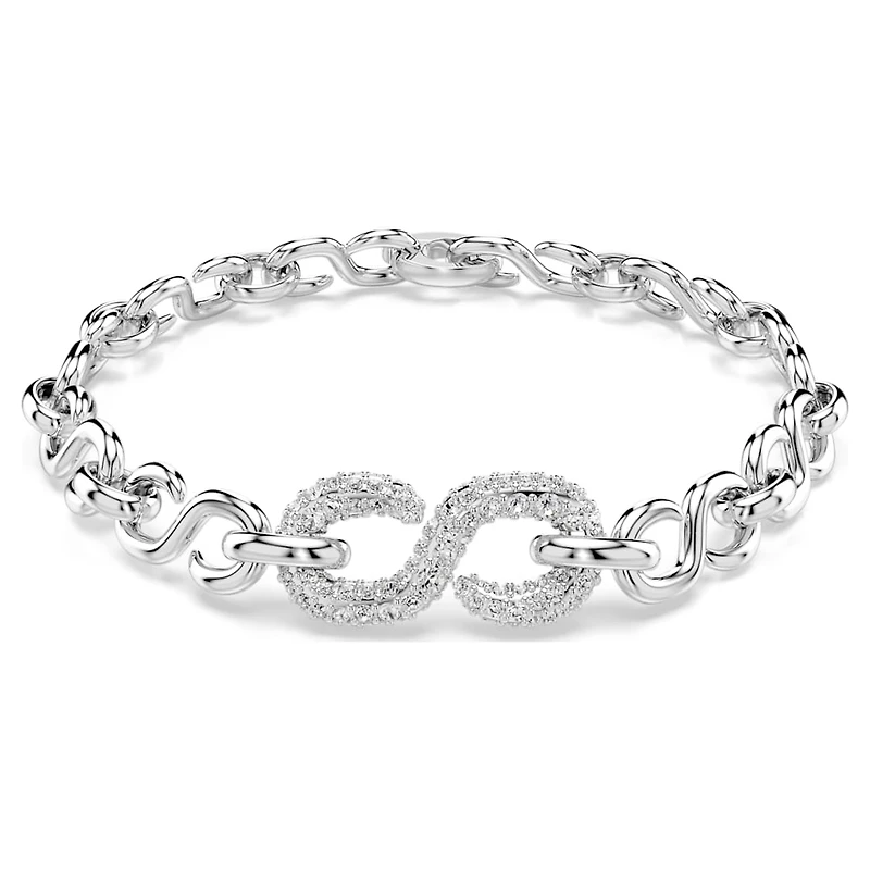 Dextera bracelet, Round cut, White, Rhodium plated by SWAROVSKI