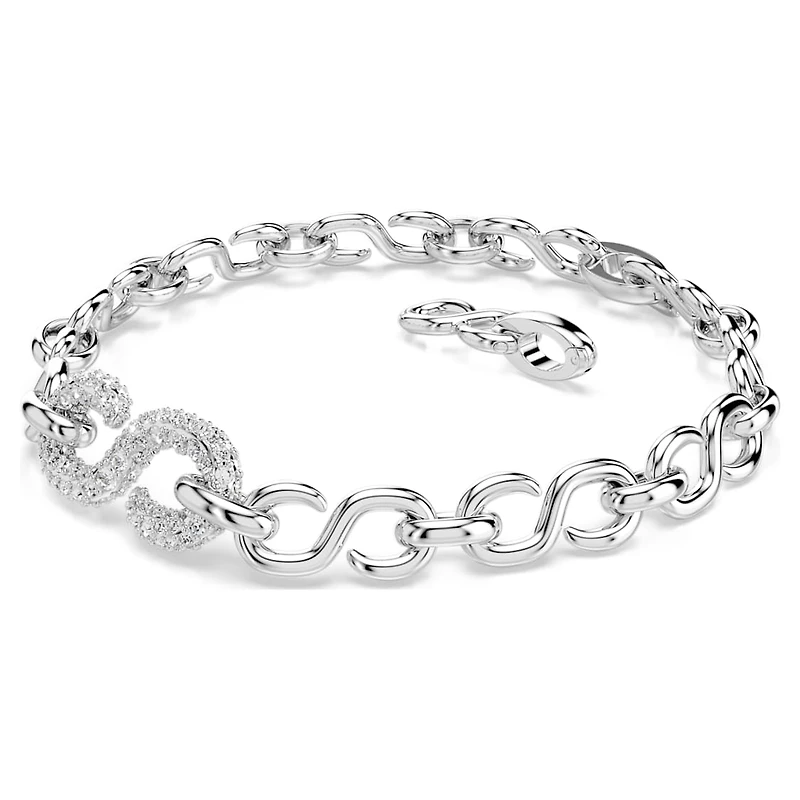 Dextera bracelet, Round cut, White, Rhodium plated by SWAROVSKI